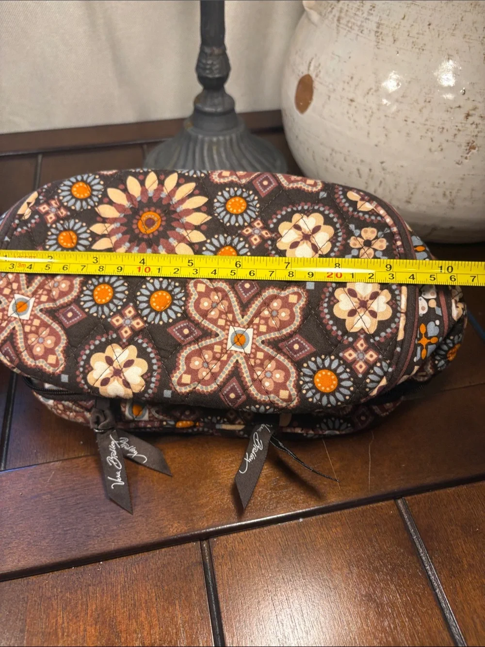 Vera Bradley Brown Floral Quilted Tote and Cosmetic Bag Set
